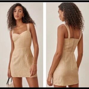 Reformation Miso Linen Striped Mini Dress
